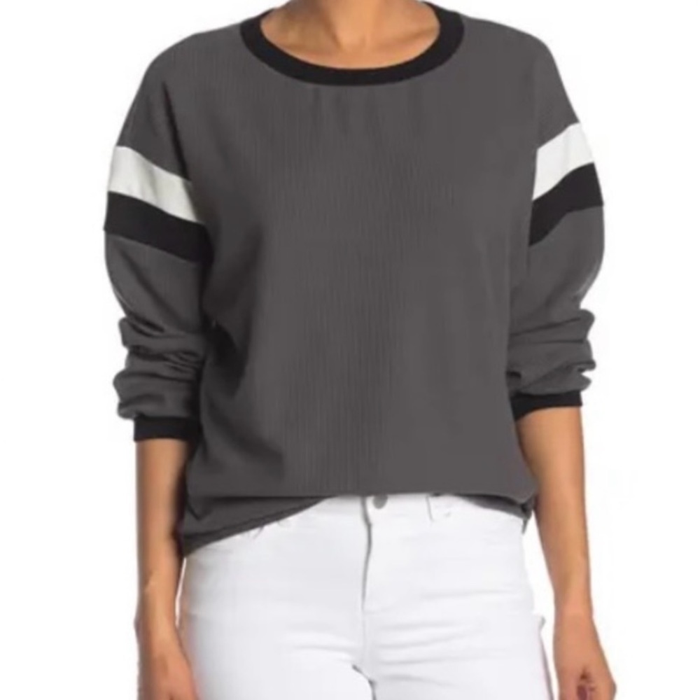 Dr2 Athletic Ribbed Medium Gray Fall Casual Lightweight Pullover Sweater BNWT